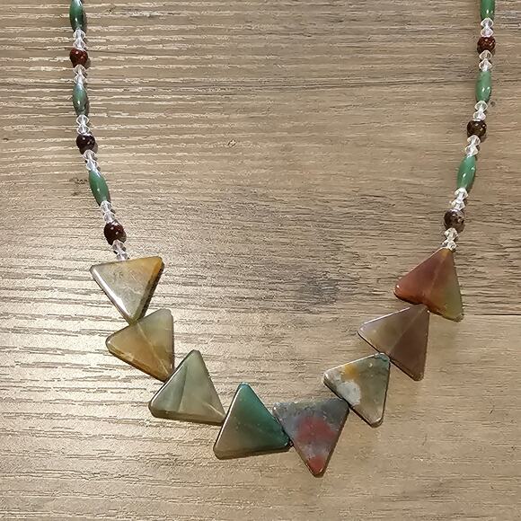Vintage Artisan Triangle Stone Beaded Necklace Southwestern - Picture 11 of 13
